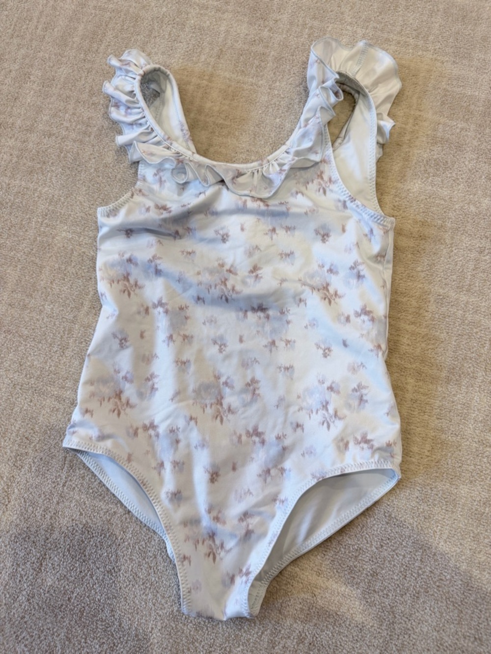 LoveShackFancy Light Blue Floral Ruffle One-Piece. Runs small.